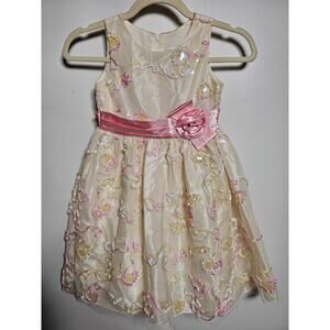 Jayne Copeland Cream And Pink Girls Floral Formal Dress Size 6x